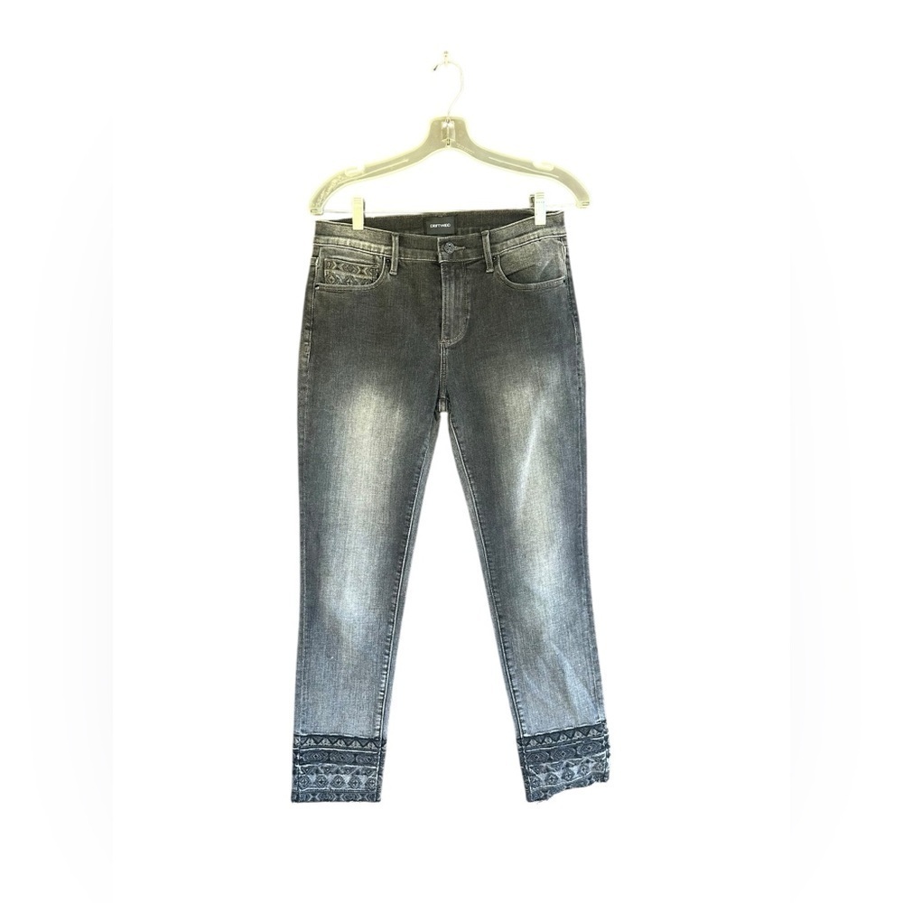 Driftwood Jackie Embroidered Black Ankle Jeans Size 28